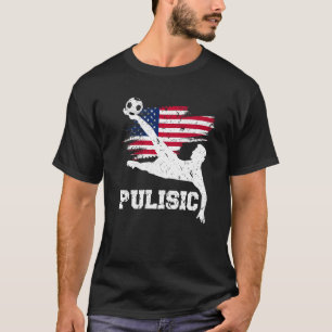 T-shirt Drapeau Pulisic Usa Football Fan Silhouette Gr