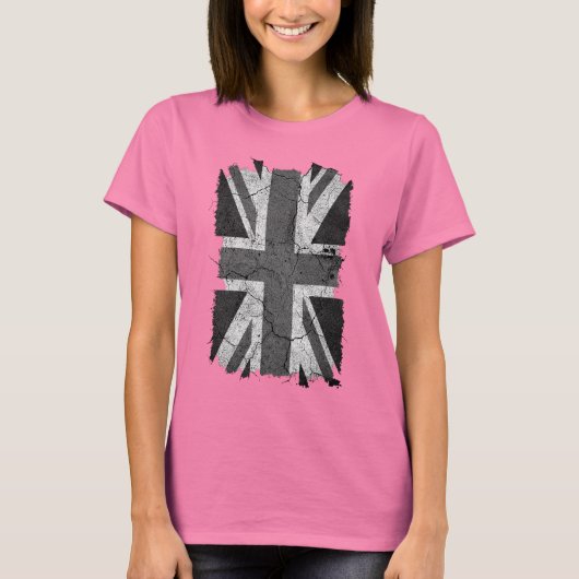 T-shirt Drapeau Ragged Grungy Monochrome UK (Union Jack) (Devant)