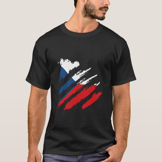 T-shirt Drapeau République Tchèque Griffe Fierté Tchèque D (Devant)