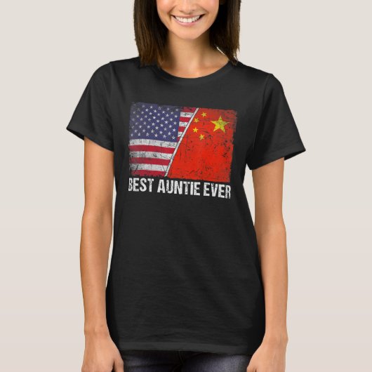 T-shirt Drapeau Rétro Américain Chine Drapeau Meilleure Ta (Devant)