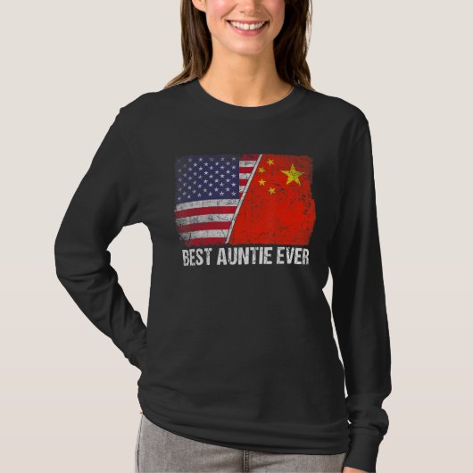 T-shirt Drapeau Rétro Américain Chine Drapeau Meilleure Ta (Devant)