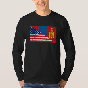 T-shirt Drapeau rétro américain & Mongolie Drapeau patriot