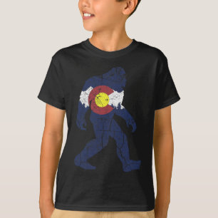 T-shirt Drapeau Rétro de l'État du Colorado Sasquatch Mont