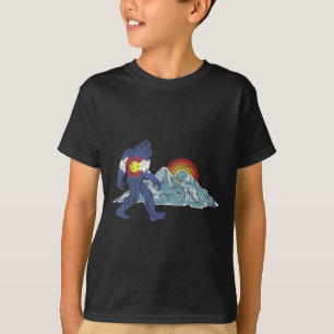 T-shirt Drapeau Rétro de l'État Sasquatch Colorado Montagn