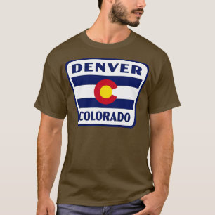 T-shirt Drapeau rétro Denver Colorado Badge blanc