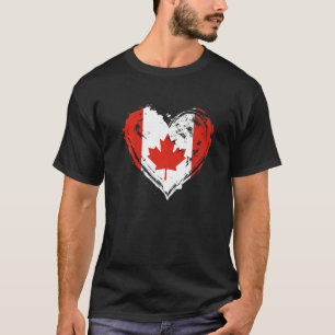 T-shirt Drapeau Rétro du Cœur du Canada Feuille d'Érable C