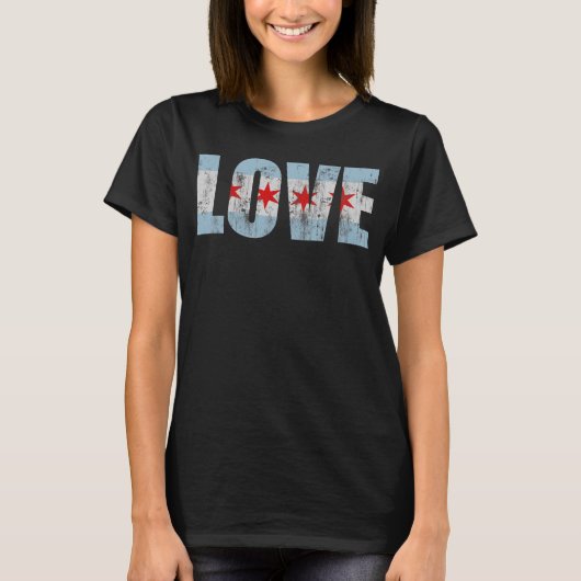 T-shirt Drapeau Retro Love Chicago (Devant)