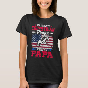 T-shirt Drapeau Retro Usa Joueur équestre appelle moi Papa