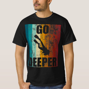 T-shirt Drapeau Retro Vintage Plongée Go Deeper Diver Down