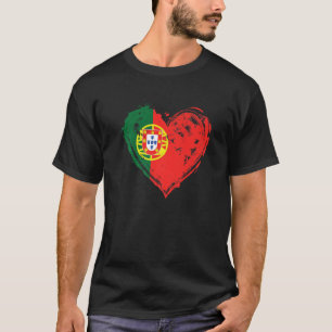 T-shirt Drapeau Rétro Vintage Portugal Cœur d'Amour