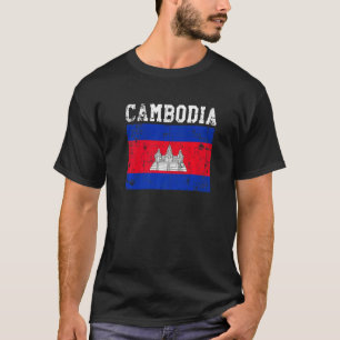T-shirt Drapeau rétrograde Cambodge Vintage Racines cambod
