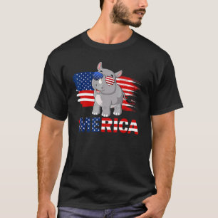 T-shirt Drapeau Rhino Américain Lunettes de soleil Merica 