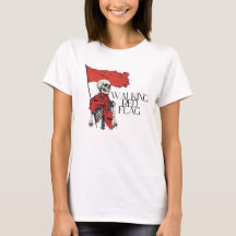 Drapeau rouge à pied Squelette | Humour minimalist