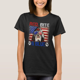 T-shirt Drapeau rouge blanc Chien 4 juillet Chih Tzu Usa