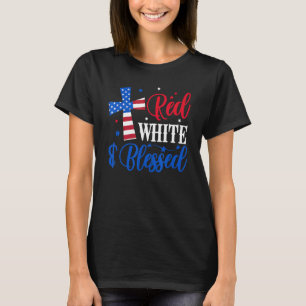 T-shirt Drapeau Rouge Blanc Et Béni 4 juillet Américain C