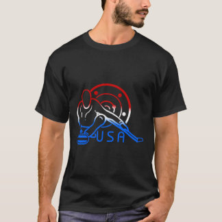 T-shirt Drapeau Rouge Blanc Et Bleu Curling Pierre De Curl