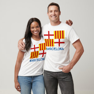 T-shirt Drapeau Rouge Blanc Jaune Barcelone Art nationalis