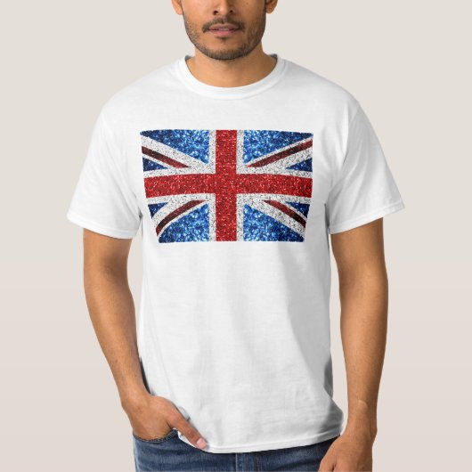 T-shirt Drapeau rouge bleu blanc brillant parties scintill (Devant)