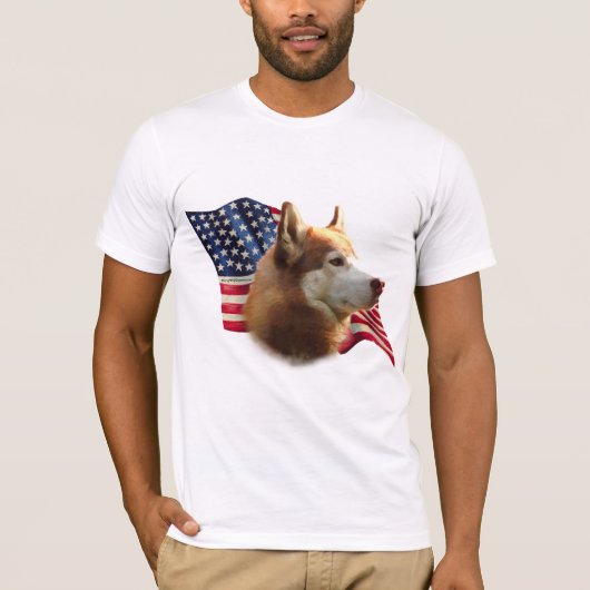 T-shirt Drapeau rouge sibérien Husky (Devant)