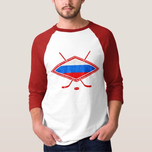 T-shirt Drapeau russe de hockey sur glace (Devant)