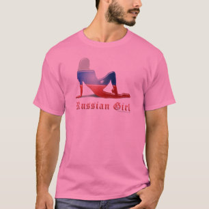 T-shirt Drapeau russe de silhouette de fille