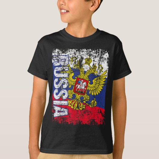 T-shirt Drapeau RUSSE Vintage en détresse RUSSIE (Devant)