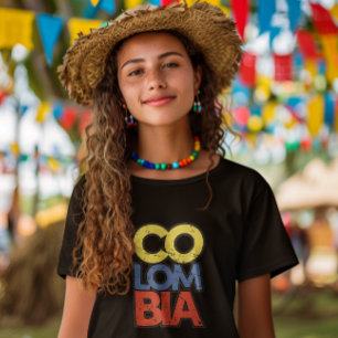 T-shirt Drapeau rustique de Colombie