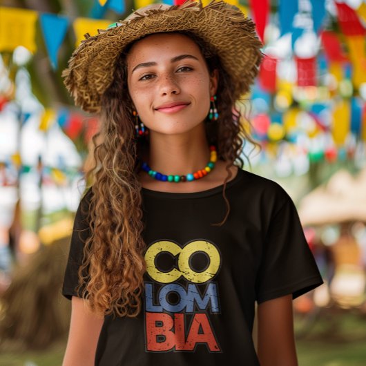T-shirt Drapeau rustique de Colombie