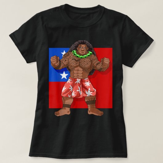 T-shirt Drapeau Samoan Pride, guerrier polynésien Samoa (Design devant)