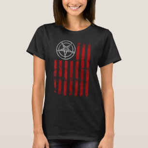 T-shirt Drapeau Satanique Américain Rendre l'Amérique Sata