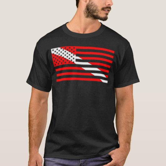 T-shirt Drapeau Scuba Diver Down Drapeau américain Plongée (Devant)