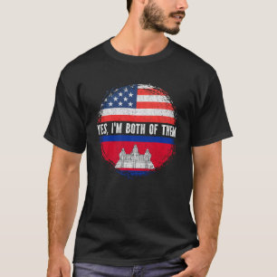 T-shirt Drapeau semi-américain cambodgien USA Cambodge