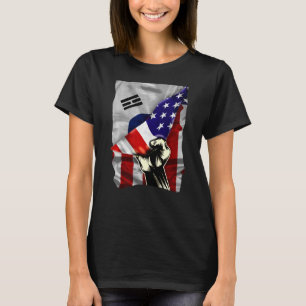 T-shirt Drapeau semi-américain coréen RACINES USA Drapeau