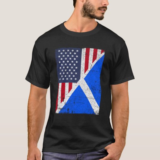 T-shirt Drapeau semi-américain demi-écossais Drapeau améri (Devant)