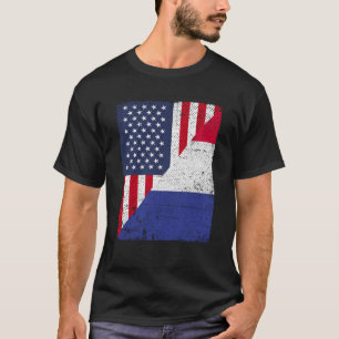 T-shirt Drapeau semi-américain demi-français