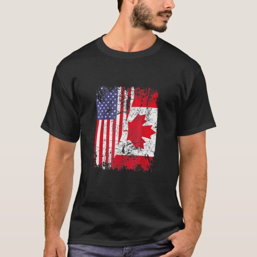 T-shirt Drapeau semi-américain des racines canadiennes Can (Devant)