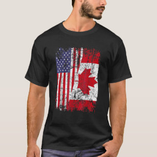 T-shirt Drapeau semi-américain des racines canadiennes Can