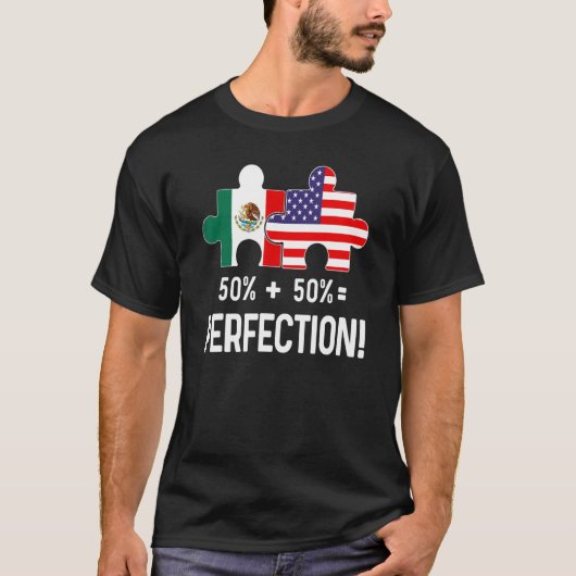 T-shirt Drapeau semi-américain mexicain Carte combinée Mex (Devant)