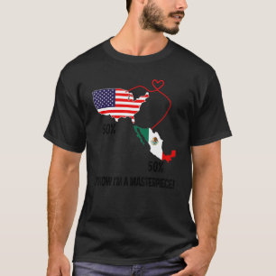 T-shirt Drapeau semi-américain mexicain Carte combinée Mex