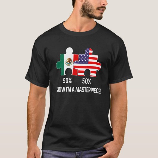 T-shirt Drapeau semi-américain mexicain Carte combinée Mex (Devant)