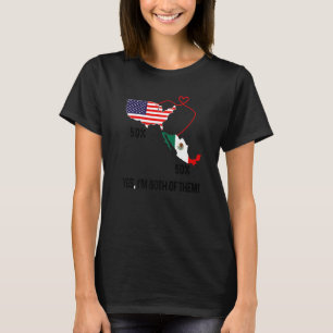 T-shirt Drapeau semi-américain mexicain Carte combinée Mex