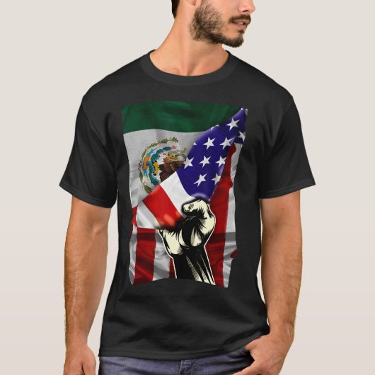 T-shirt Drapeau semi-américain Mexique RACINES USA Drapeau (Devant)