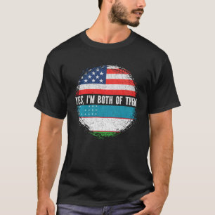 T-shirt Drapeau semi-américain mi-ouzbek USA Ouzbékistan