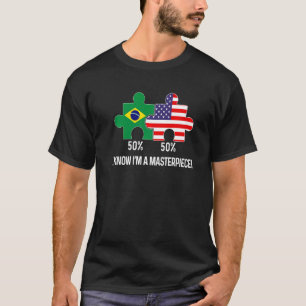 T-shirt Drapeau semi-américain moitié brésilien bra carte