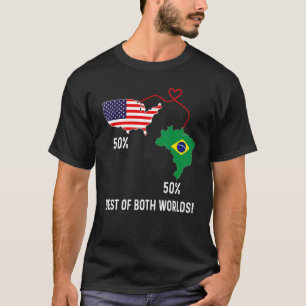 T-shirt Drapeau semi-américain moitié brésilien bra carte