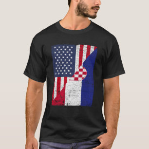 T-shirt Drapeau semi-américain moitié Croatie Drapeau amér