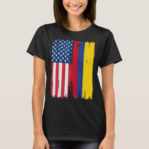 T-shirt Drapeau semi-américain Racines USA Colombie