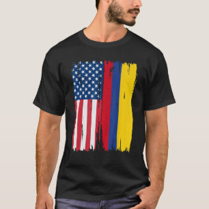 T-shirt Drapeau semi-américain Racines USA Colombie
