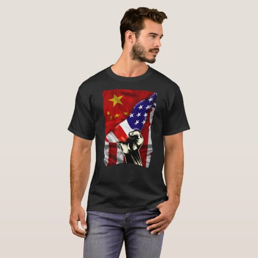 T-shirt Drapeau semi-américain ROOTS chinois USA Drapeau C (Devant entier)