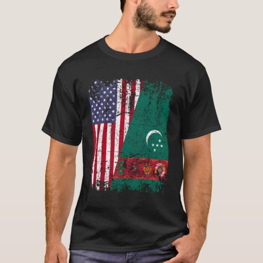 T-shirt Drapeau semi-américain Turk Roots Drapeau Usa Turk (Devant)
